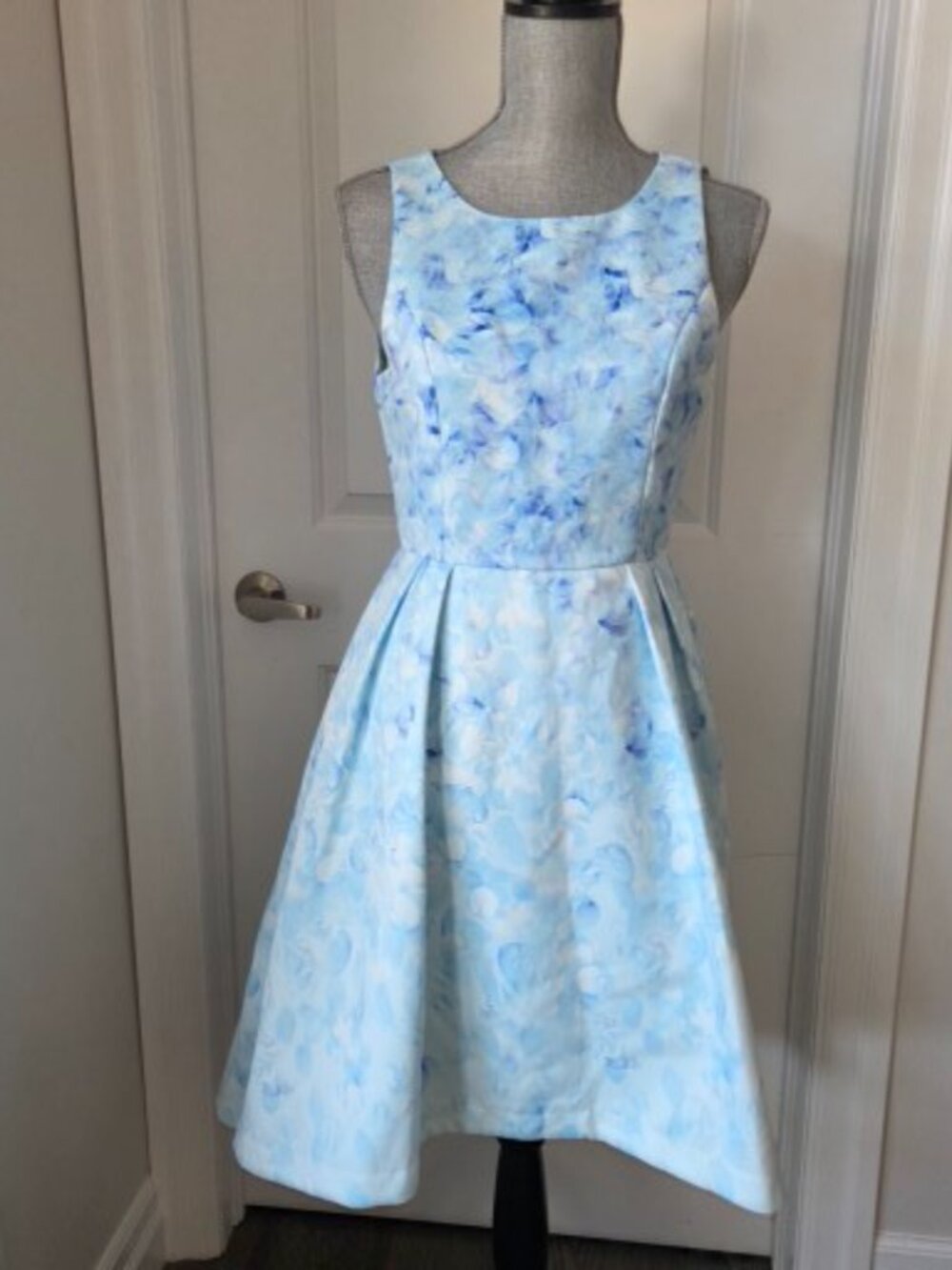 L'Atiste fit and flare dress satin feel sleeveless pale blue wedding size small